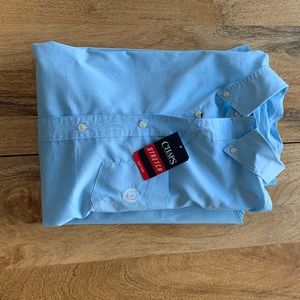 NWT Chaps stretch easy care blue button down shirt size L